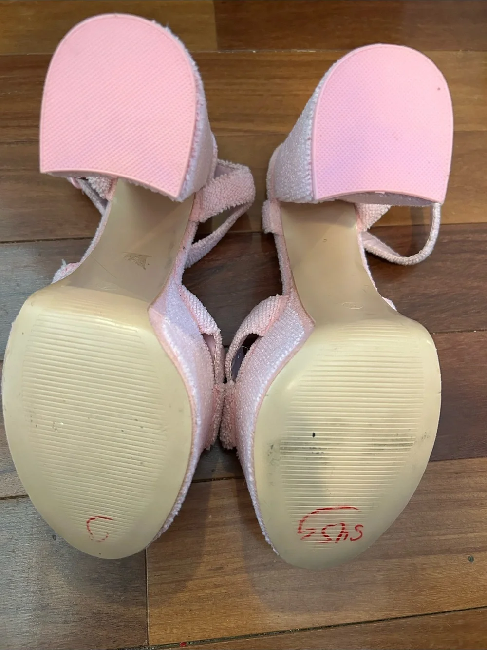 Public Desire Pink Terrycloth Platform Block Heels